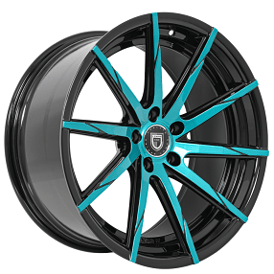 20" Lexani Wheels CSS-15 Gloss Black with Custom Teal Blue Metallic Rims  