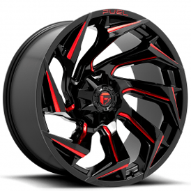 20" Fuel Wheels D755 Reaction Gloss Black with Red Milling Off-Road Rims 