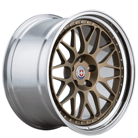 24" Staggered HRE Wheels 300 Satin Bronze Center with Polished Clear Barrel Forged Rims