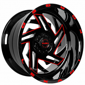 22" Lexani Off-Road Forged Wheels Shogun Custom Gloss Black with Red Milled Rims