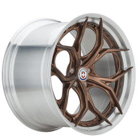 20" Staggered HRE Wheels S111SC Frozen Polished Bronze Center with Brushed Clear Barrel Forged Rims