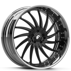 19" Forgiato Wheels Wade FF Gloss Black with Chrome Lip Forged Rims 