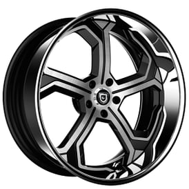 24" Lexani Forged Wheels LF-764 Vulcan Brushed Silver with Black Accents Face and Chrome Lip Rims