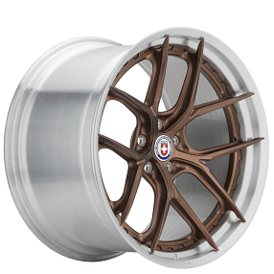 24" Staggered HRE Wheels S101SC Frozen Polished Bronze Center with Brushed Clear Barrel Forged Rims