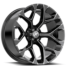20" XF Off-Road Wheels XF-OE-502 Gloss Black Milled Rims 
