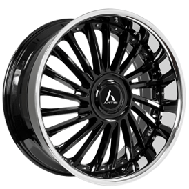 24" Artis Wheels Renegade XL Gloss Black with SS Lip Rims
