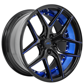 20" AC Wheels Divino Gloss Black with Blue Milled and Inner Deep Concave Rims