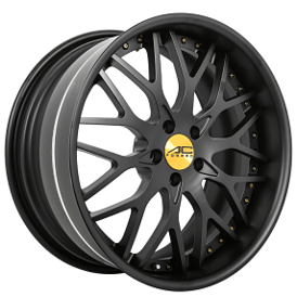 24" AC Forged Wheels ACF701 Matte Black with Gold Center Cap and Hardware Three Piece Rims