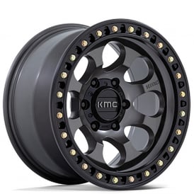 17" KMC Wheels KM550 Riot SBL Anthracite with Satin Black Lip Off-Road Rims