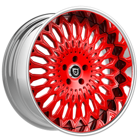 22" Staggered Lexani Forged Wheels LF-742 Petrus Rose Red Face with Chrome Lip Rims
