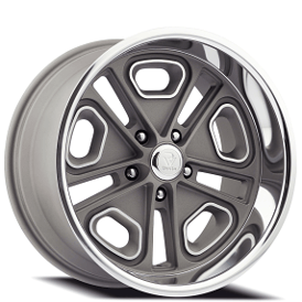 20" Resto Wheel Co R102 Del Ray Textured Gunmetal Center with Milled Window and Diamond Cut Lip Rims 