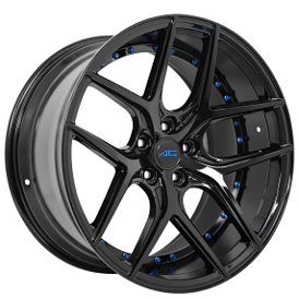 20" AC Wheels Divino Gloss Black with Custom Blue Rivets Rims
