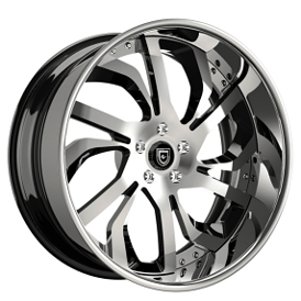 19" Lexani Forged Wheels LF-738 Regal Brushed Face with High Polished Accents and Chrome Lip Rims
