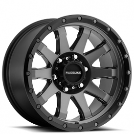 20" Raceline Wheels 934G Clutch Gunmetal with Black Simulated Beadlock Off-Road Rims 