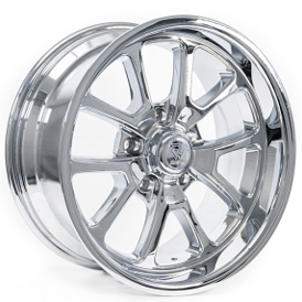 18" Staggered Resto Wheel Co R101 Laguna Milled Window and Chrome Plated Rims 