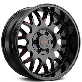 20" Mayhem Wheels 8110 Tripwire Black with Prism Red Off-Road Rims 