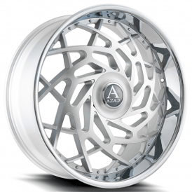26" Azad Wheels AZ Reign Brushed Silver with Chrome SS Lip Floating Cap Rims