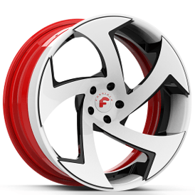21" Forgiato Wheels SR01-ECL Gloss White with Black Window and Red Inner Forged Rims 