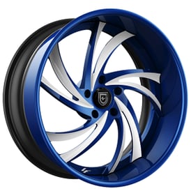 26" Lexani Forged Wheels LF-744 Twister Blue with White Accents Rims