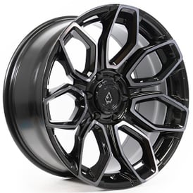 20" Arena Wheel Co A116 Cobra Gloss Black Brushed DDT with Face Clear Off-Road Rims 