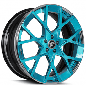 21" Forgiato Wheels Insetto-ECL Teal Blue Face with Black Inner and Chrome Lip Forged Rims 
