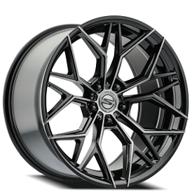 22" Select Precision Alloys Wheels S105 Syndicate Gloss Black Machined with DDT Face and Lip Rims 