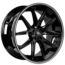20" Staggered Lexani Wheels Circuit Gloss Black with Milled Stripe Rims