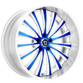 20" Lexani Forged Wheels LF-762 Rogue Gloss White with Candy Blue Accents Rims