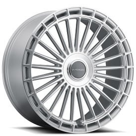 22" Staggered MV Forged Wheels MVF-40 Diamond Silver Floating Caps Flow Form Rims 