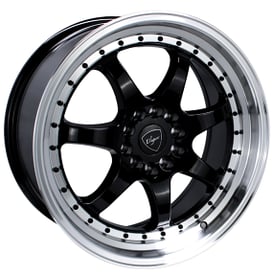 18" Elegant Wheels E26 Gloss Black Face with Machined Lip Rims