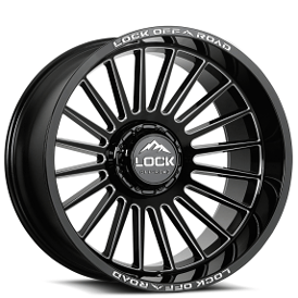 22" Lock Off-Road Wheels X-Treme Invasion Gloss Black Milled Rims