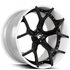 21" Forgiato Wheels GTR-ECL Black Face with Gloss White Lip Forged Rims 