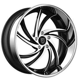 26" Lexani Forged Wheels LF-744 Twister Black Machined with Chrome SS Lip Rims