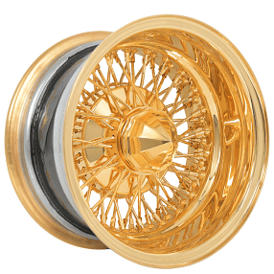 13x7" LA Wire Wheels Reverse 72-Spoke Cross Lace American Gold Plating Rims