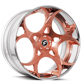 21" Forgiato Wheels Rueda-ECL Rose Gold over Chrome with Chrome Lip Forged Rims 