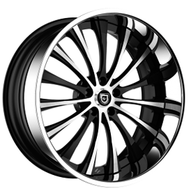 20" Staggered Lexani Forged Wheels LF-762 Rogue Black Machined Face with Chrome Lip Rims