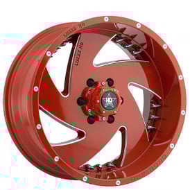 24" Luxxx HD Wheels LHD6 Red Milled with Chrome Spike Rivets Off-Road Rims