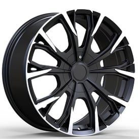 18" Luxxx Alloys Wheels Lux46 Gloss Black with Machined Face Rims
