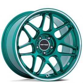18" Motegi Racing Wheels MR158 Tsubaki Hokkaido Green with Machined Lip Flow Formed Rims