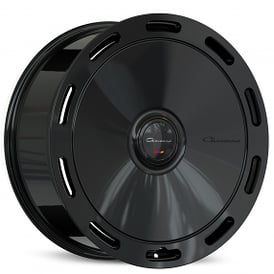 24" Giovanna AMUR Smooth Gloss Black Flow Formed Floating Cap Wheels 