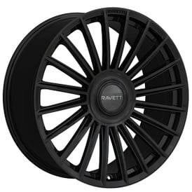 22" Ravetti Wheels M17 Full Gloss Black Floating Cap Rims