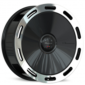 22" Giovanna Wheels AMUR Smooth Gloss Black with Polished Lip Flow Formed Floating Cap Rims