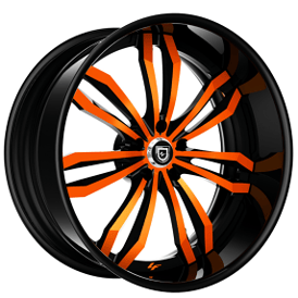 21" Lexani Forged Wheels LF-763 Black with Go Mango Orange Face Rims