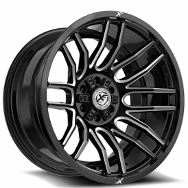 20" XF Off-Road Wheels XF-232 Gloss Black Milled Rims 