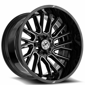 17" XF Off-Road Wheels XF-230 Gloss Black Milled Rims