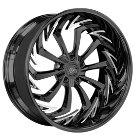 20" Lexani Forged Wheels LF-777 Jagg Gloss Black with Chrome Tips Rims