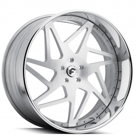 19" Forgiato Wheels Finestro Brushed Silver with Chrome Lip Forged Rims