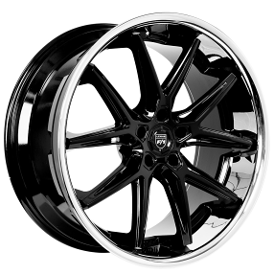 22" Lexani Wheels Circuit Gloss Black with SS Lip Rims