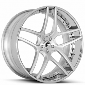 24" Forgiato Wheels Dieci-ECL Brushed Silver with Chrome Lip Forged Rims