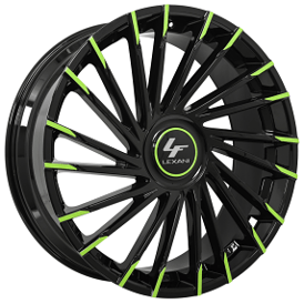 22" Lexani Wheels Wraith-XL Gloss Black with Custom Lime Green Tips Rims 